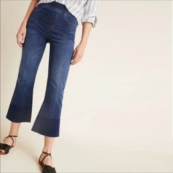 SPANX Blue Cropped Ankle Pants High-Waisted Flare - Picture 1 of 9